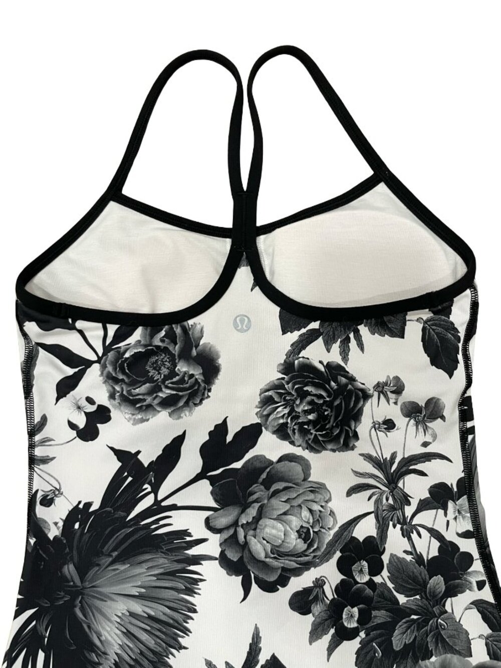 Lululemon Power Y Tank Luon Size 4 Brisk Bloom Black White / Black W1E56S - Picture 9 of 10
